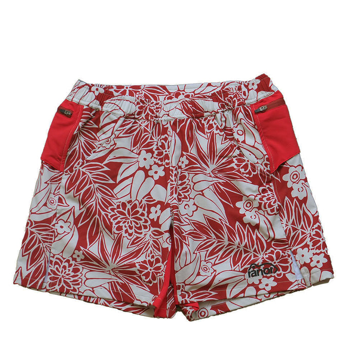 LEAF PATTERN MIDDLE SHORTS RED