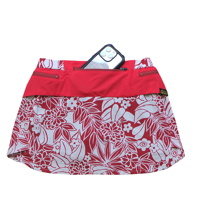 LEAF PATTERN SKIRT(WITH INNER)RED