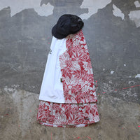 LEAF PATTERN SKIRT(WITH INNER)RED