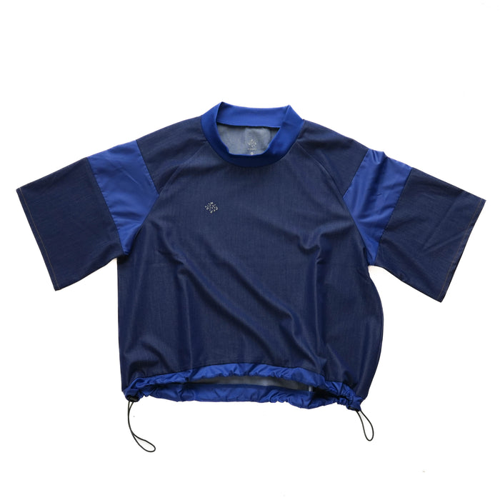 DENIM MOCK NECK SHORT TEE DENIM