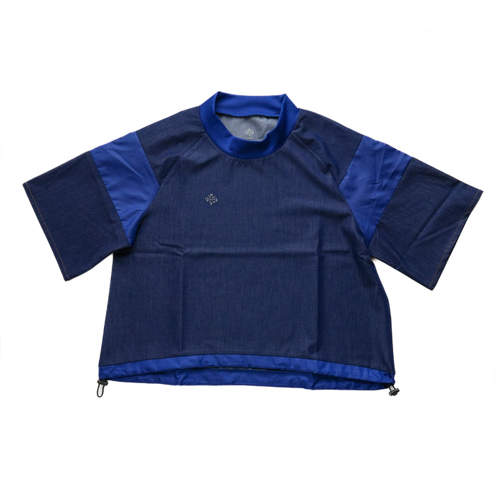 DENIM MOCK NECK SHORT TEE DENIM