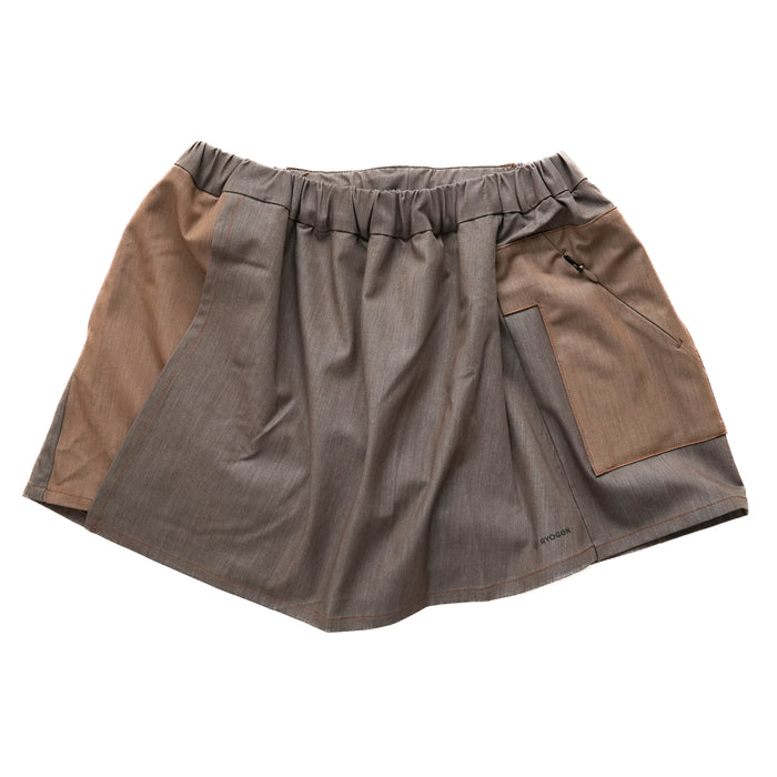 DENIM DOCKING RUN SKIRT BROWN