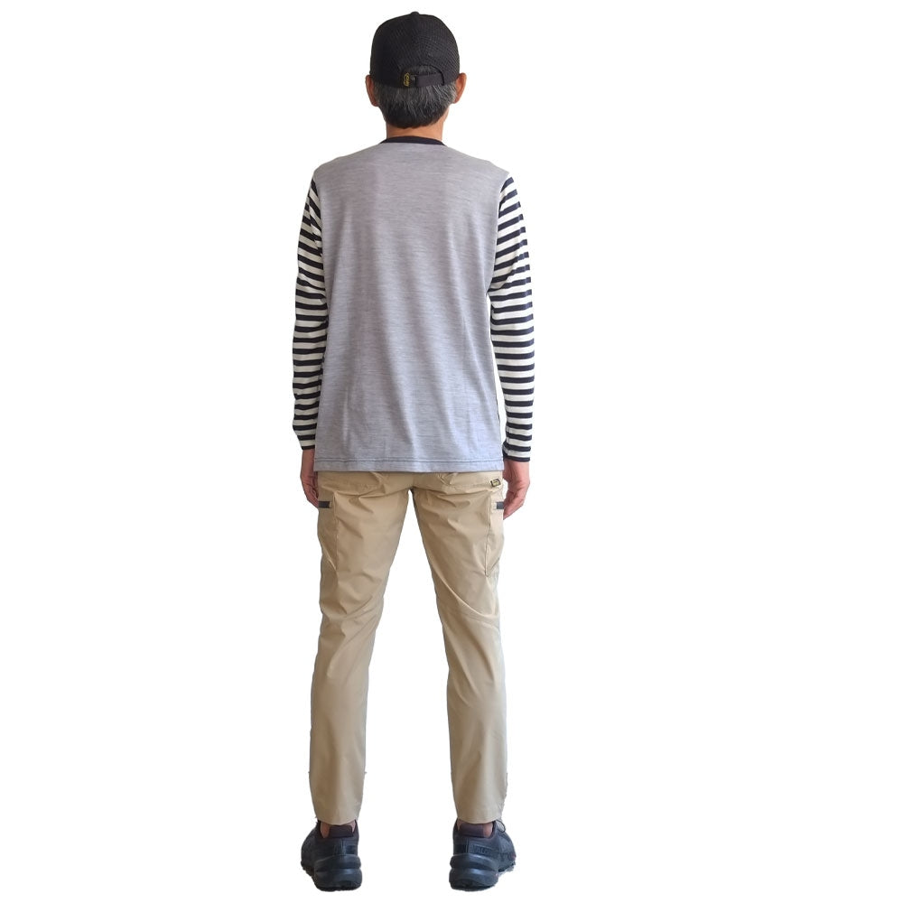 MERINO CRAZY BORDER LONG T-SHIRT BLACK