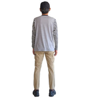 MERINO CRAZY BORDER LONG T-SHIRT BLACK