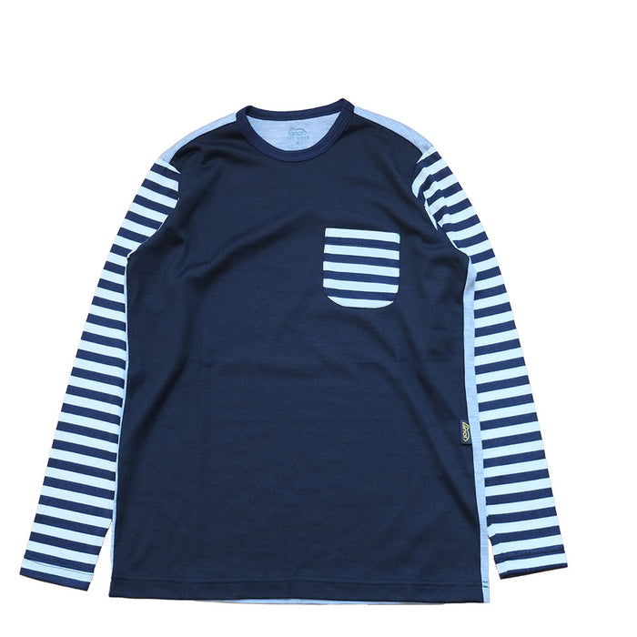 MERINO CRAZY BORDER LONG T-SHIRT BLACK