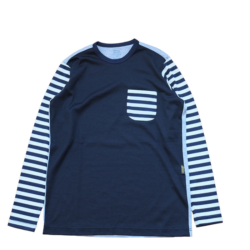 MERINO CRAZY BORDER LONG T-SHIRT BLACK