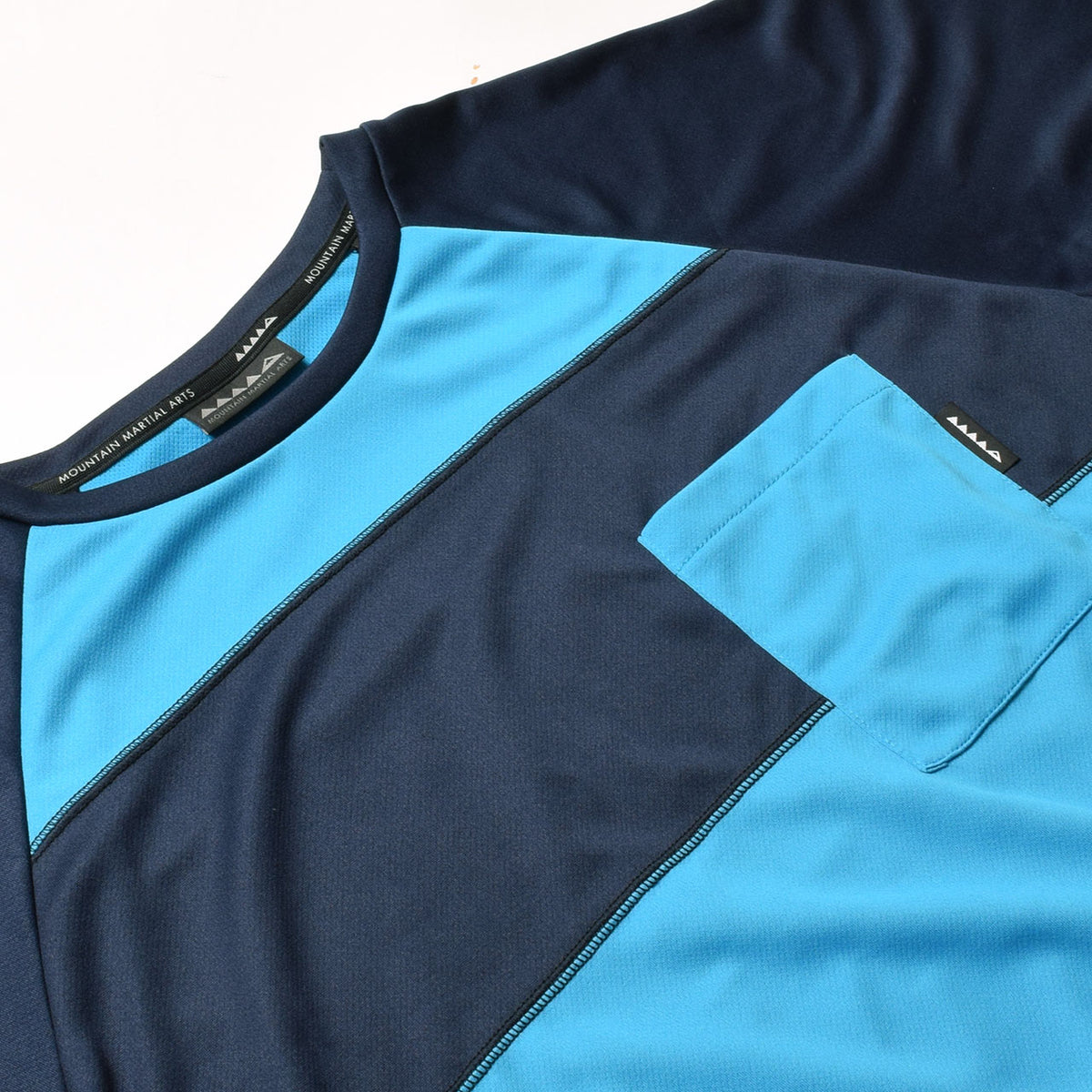 MMA Border Patchwork Tee　Turquoise_Navy