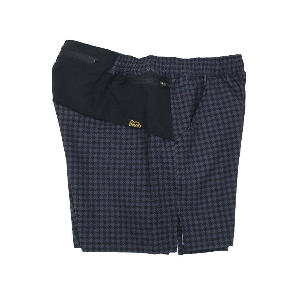 HOUNDSTOOTH MIDDLE SHORTS CHARCOAL×BLACK