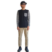 MERINO CRAZY BORDER LONG T-SHIRT BLACK