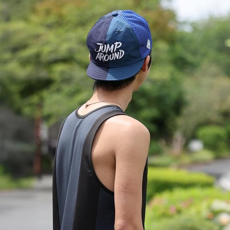 Jump Around Cap - Navy メンズレディースランニングキャップ