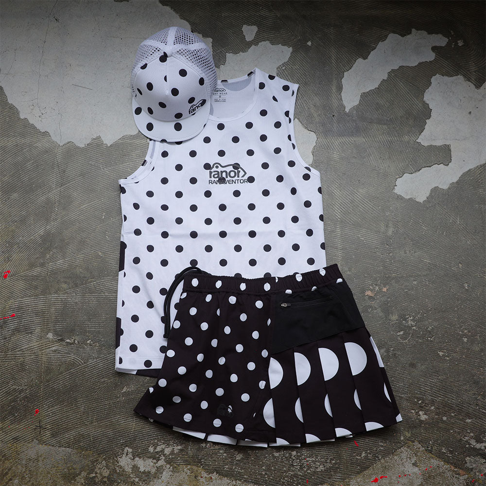 DOT PLEATS SKIRT - BLACK -
