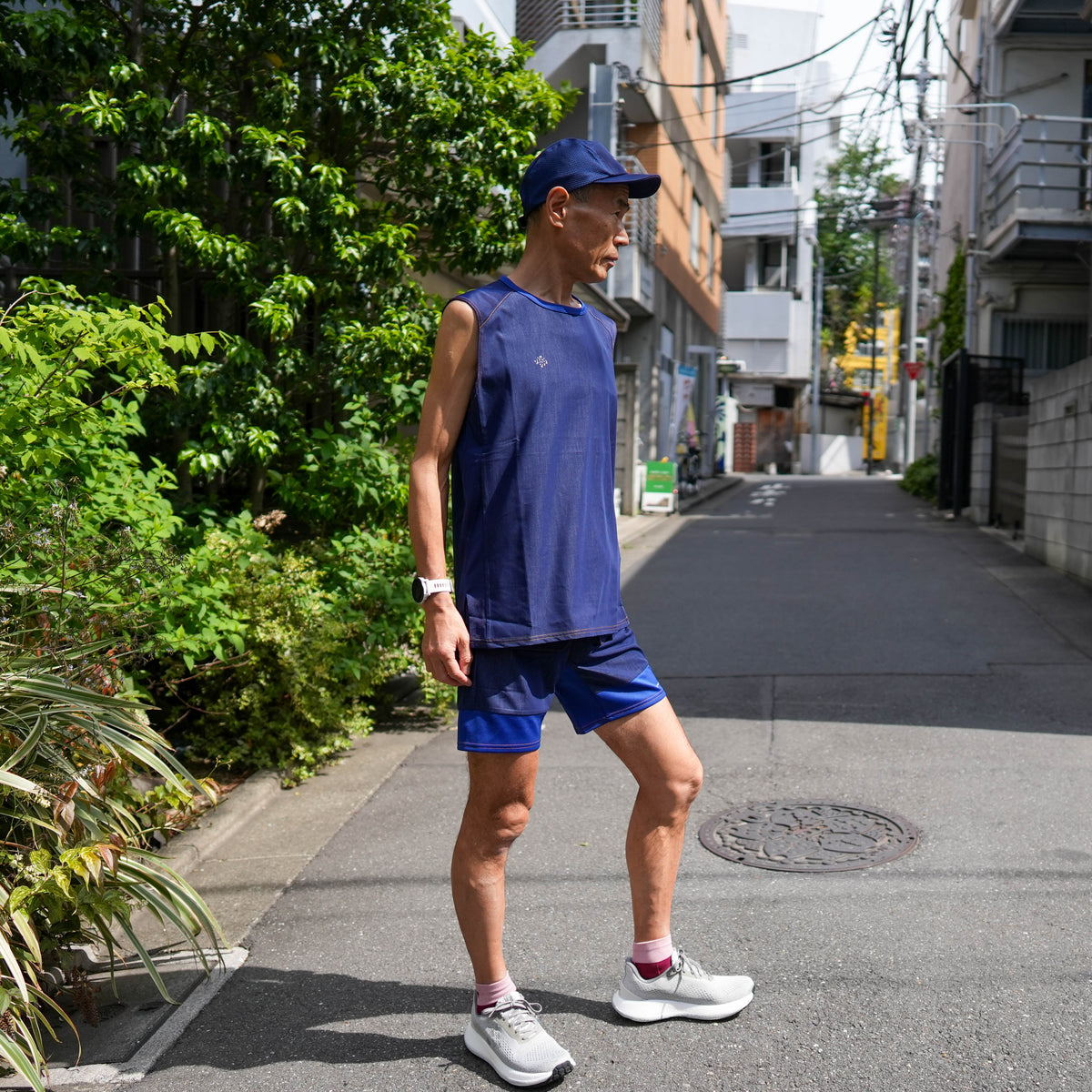 DENIM FRENCH SLEEVE TEE  INDIGO