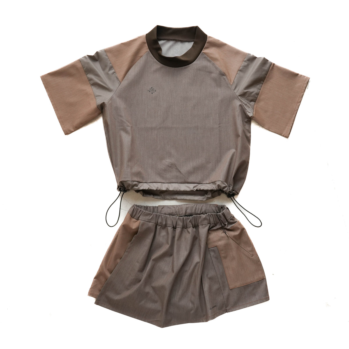 DENIM DOCKING RUN SKIRT　BROWN