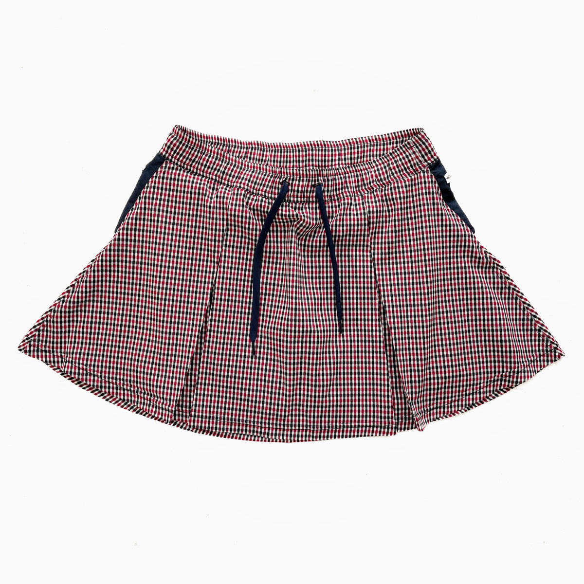 MMA Front Pleats Run Skirt Red Check
