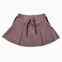 MMA Front Pleats Run Skirt Red Check