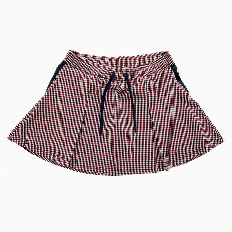 MMA Front Pleats Run Skirt Red Check