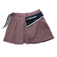 MMA Front Pleats Run Skirt Red Check