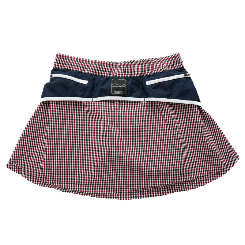 MMA Front Pleats Run Skirt Red Check