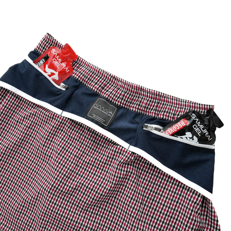 MMA Front Pleats Run Skirt Red Check