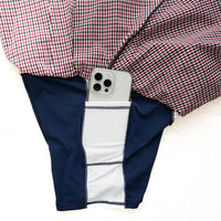 MMA Front Pleats Run Skirt Red Check