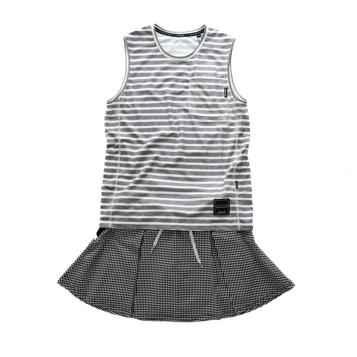MMA Front Pleats Run Skirt Black Check