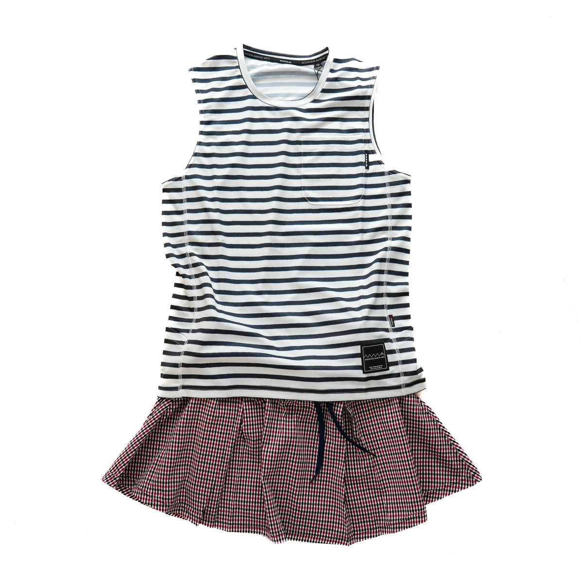 MMA Front Pleats Run Skirt Red Check
