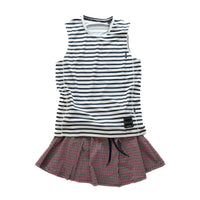 MMA Front Pleats Run Skirt Red Check
