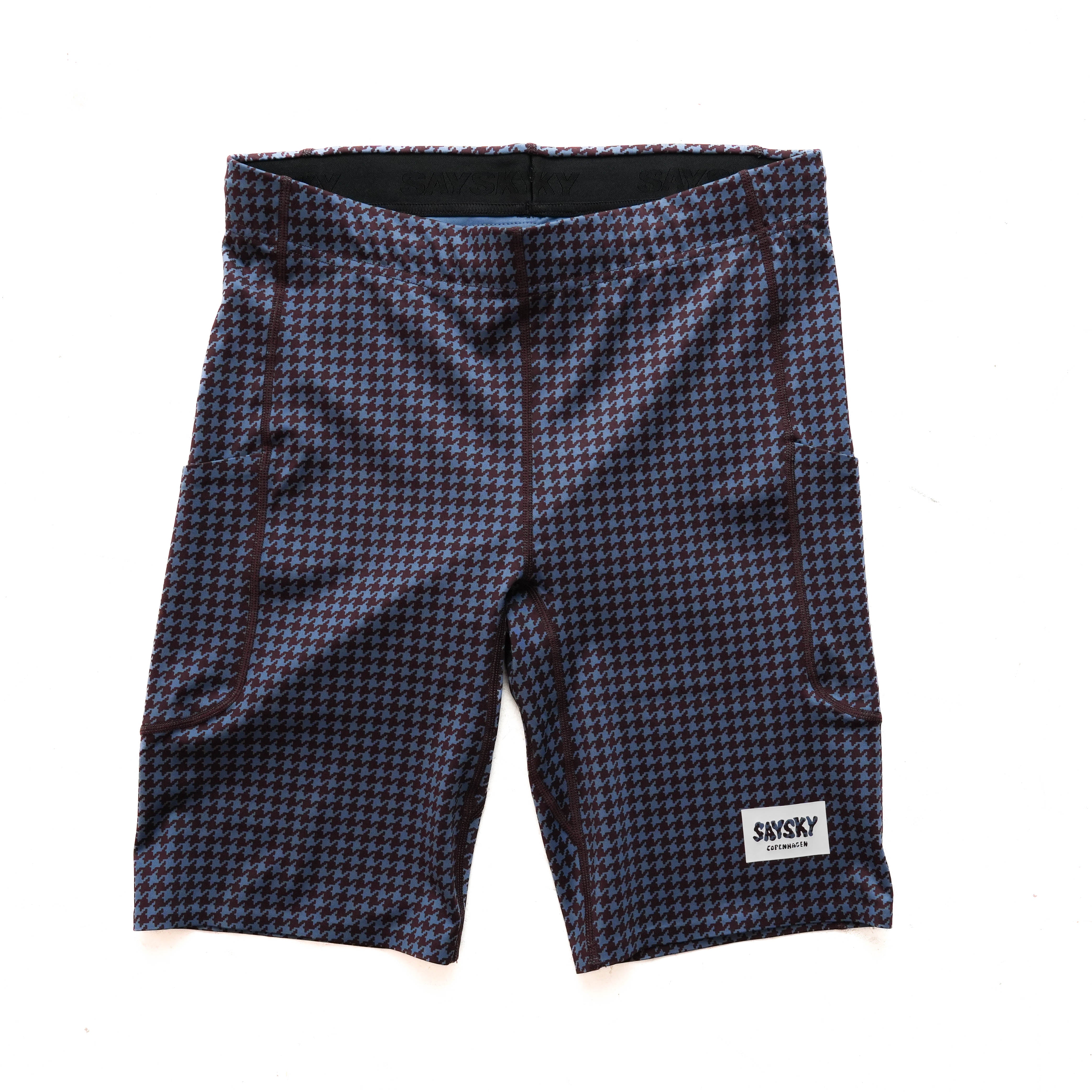 ランニングタイツ Houndstooth Combat+ Short Tights 9inch - Blue Aop