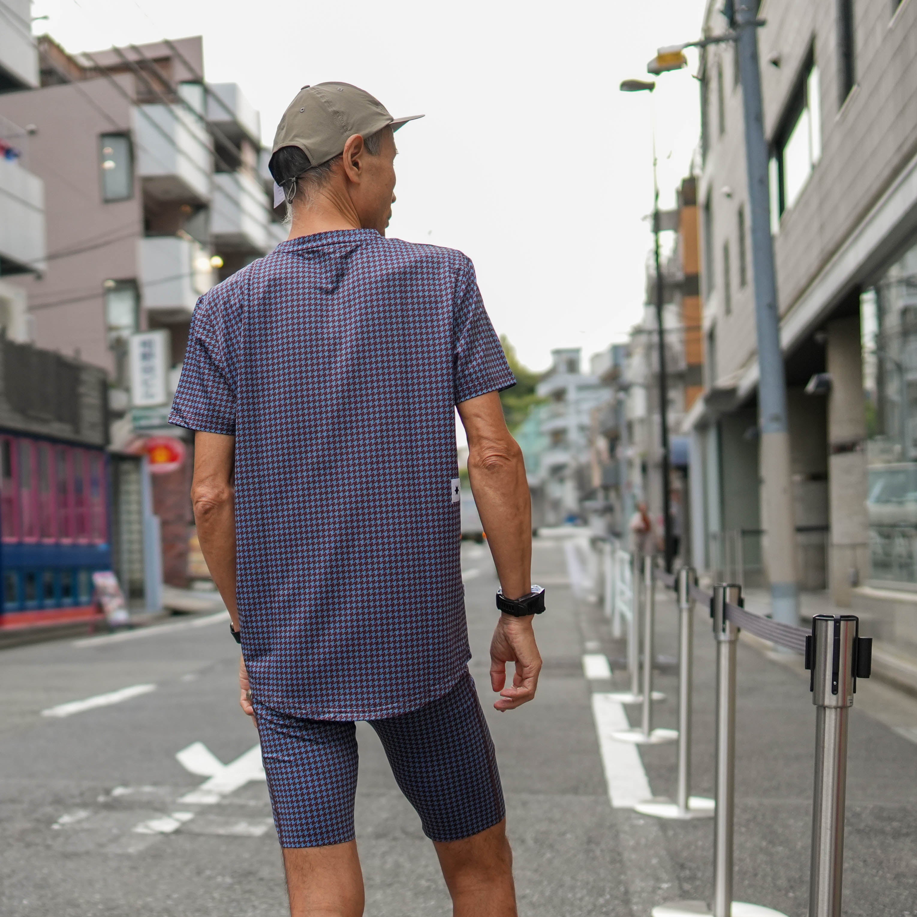 ランニングタイツ Houndstooth Combat+ Short Tights 9inch - Blue Aop