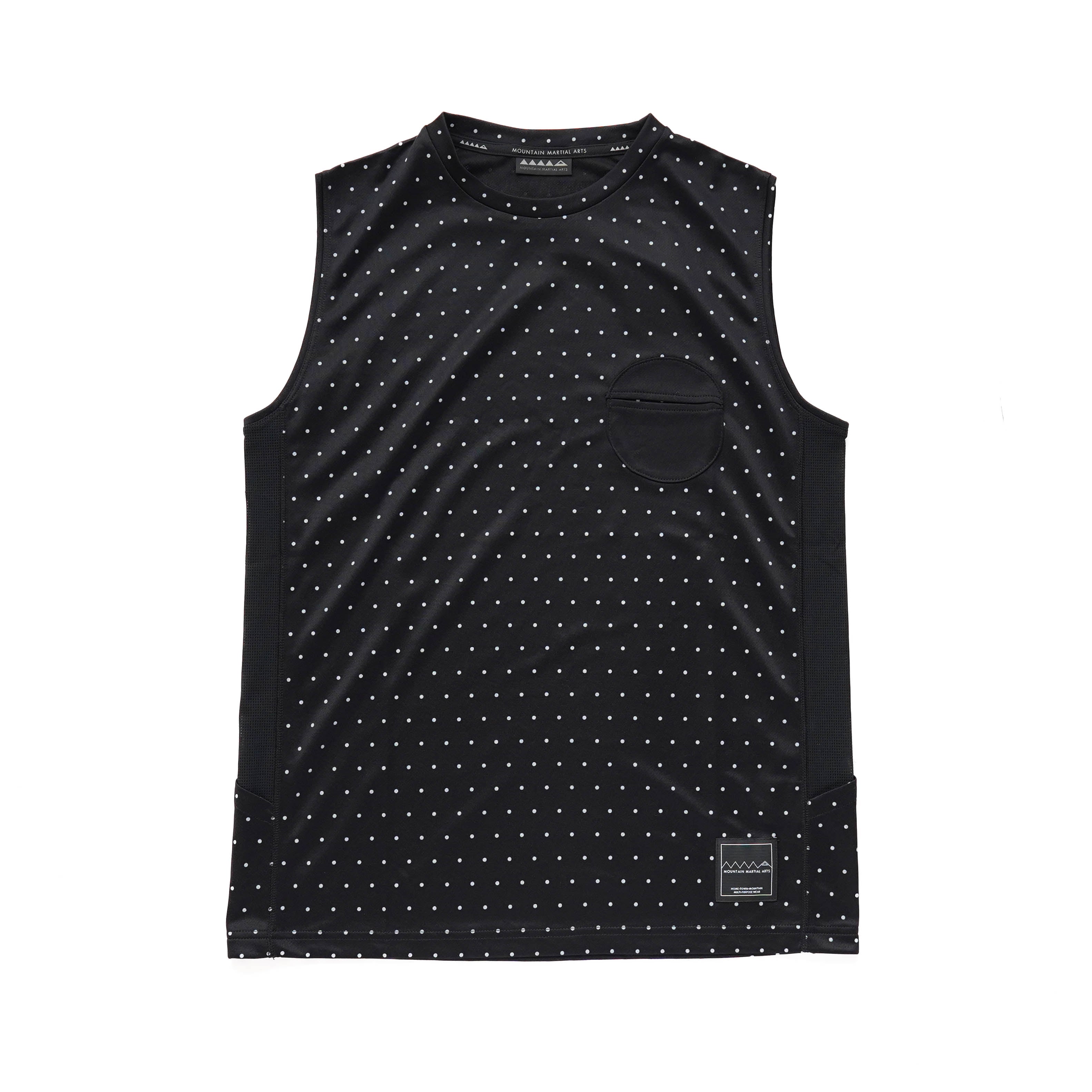 MMA Side Mesh Dot Sleeve-less Black