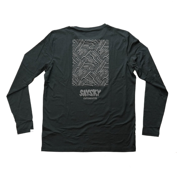 ランニングTシャツ（ロングスリーブ） Reflective Logo Pace Long Sleeve - Black [メンズ]