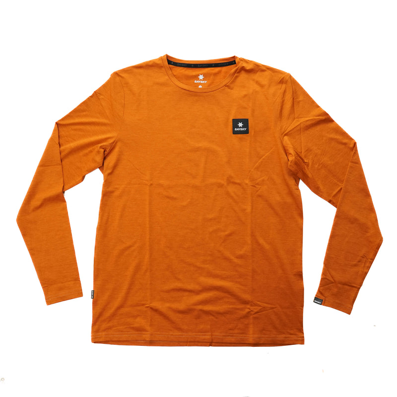 ランニングTシャツ（ロングスリーブ） Reflective Logo Pace Long Sleeve - Orange [メンズ]