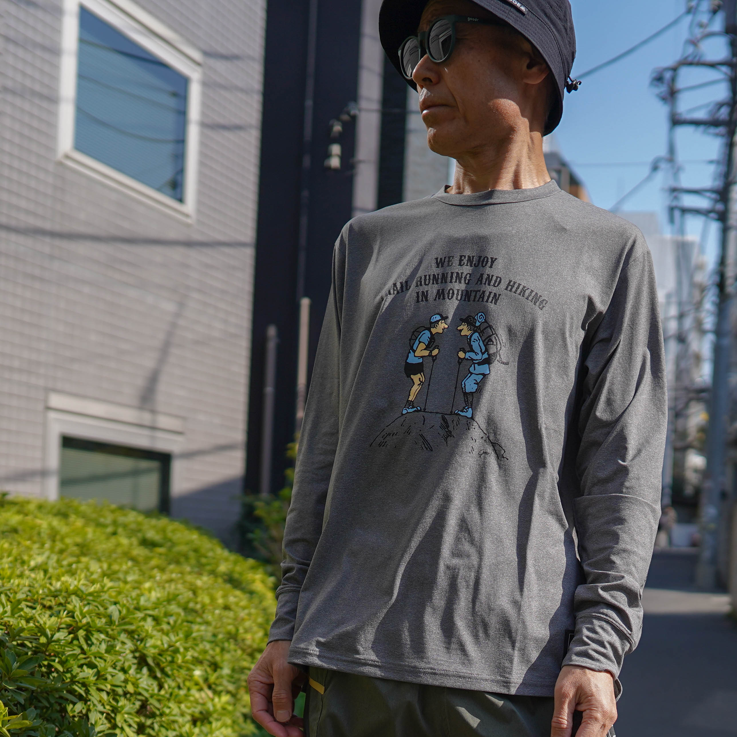 MMA_SAYAMA works Enjoy Mountain LS Tee by Jerry Ukai Light Grey