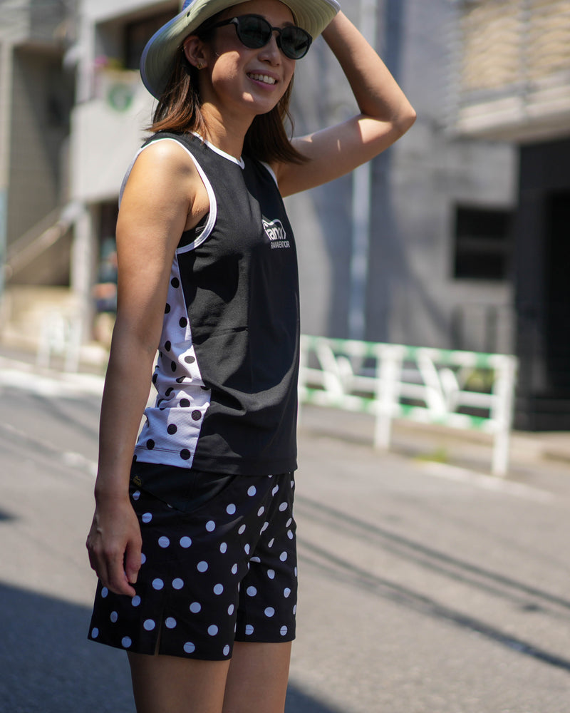 DOTS MIDDLE SHORTS / BLACK×WHITE