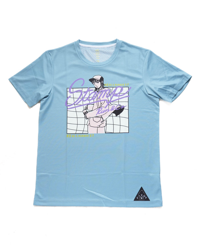 STAMP GRAPHIC RUN TEE (啤酒 BE A RUNNER 女子 -BLUE-)