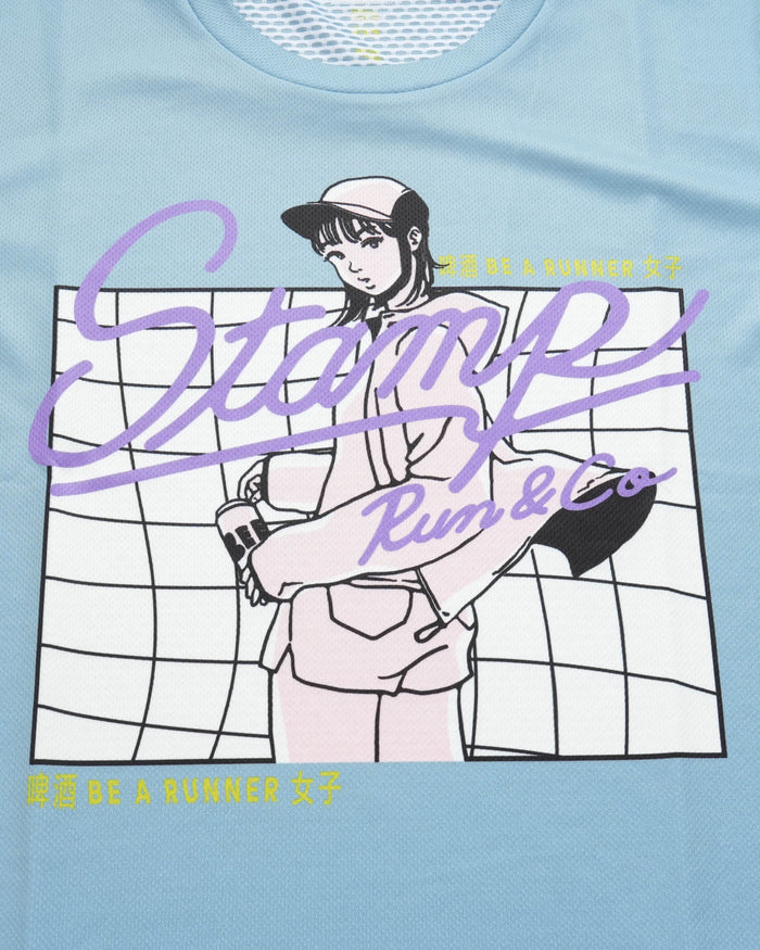 STAMP GRAPHIC RUN TEE (啤酒 BE A RUNNER 女子 -BLUE-)