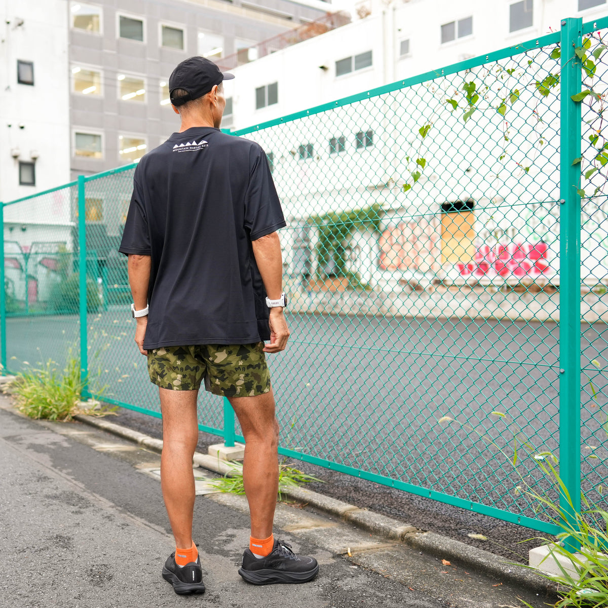 MMA_Jerry Ukai PONCHOMAN CAMO Hike&Run Shorts Green Ponchoman Camo