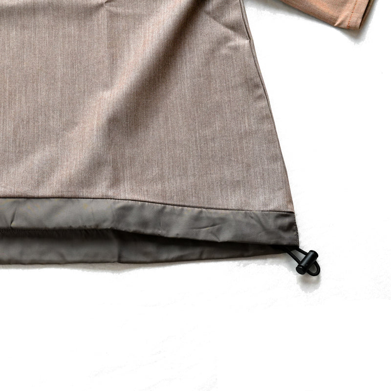 DENIM MOCK NECK SHORT TEE BROWN