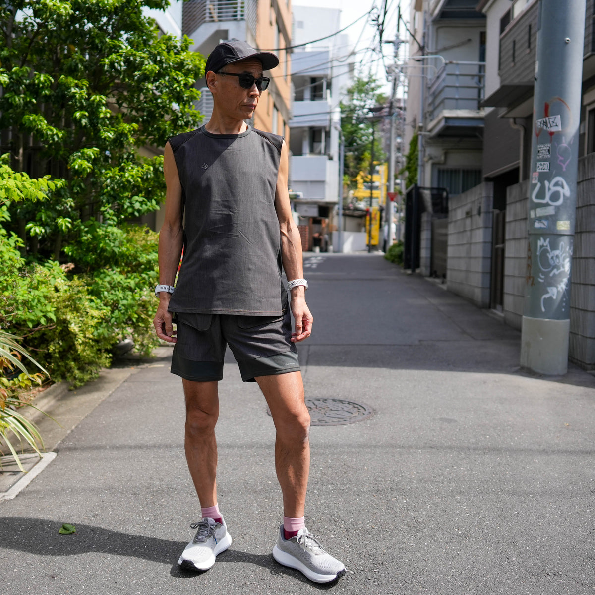 DENIM FRENCH SLEEVE TEE  BLACK