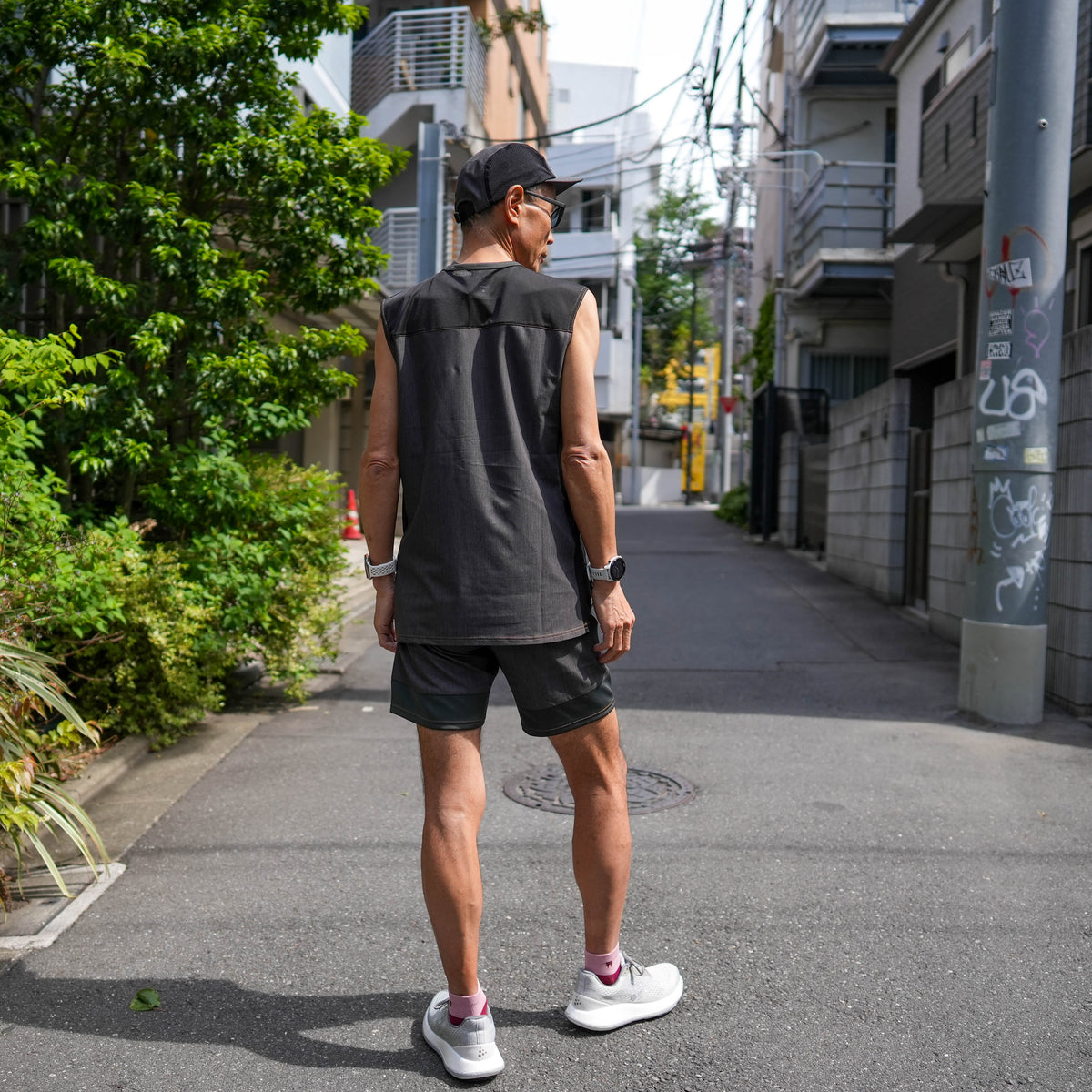 DENIM FRENCH SLEEVE TEE  BLACK