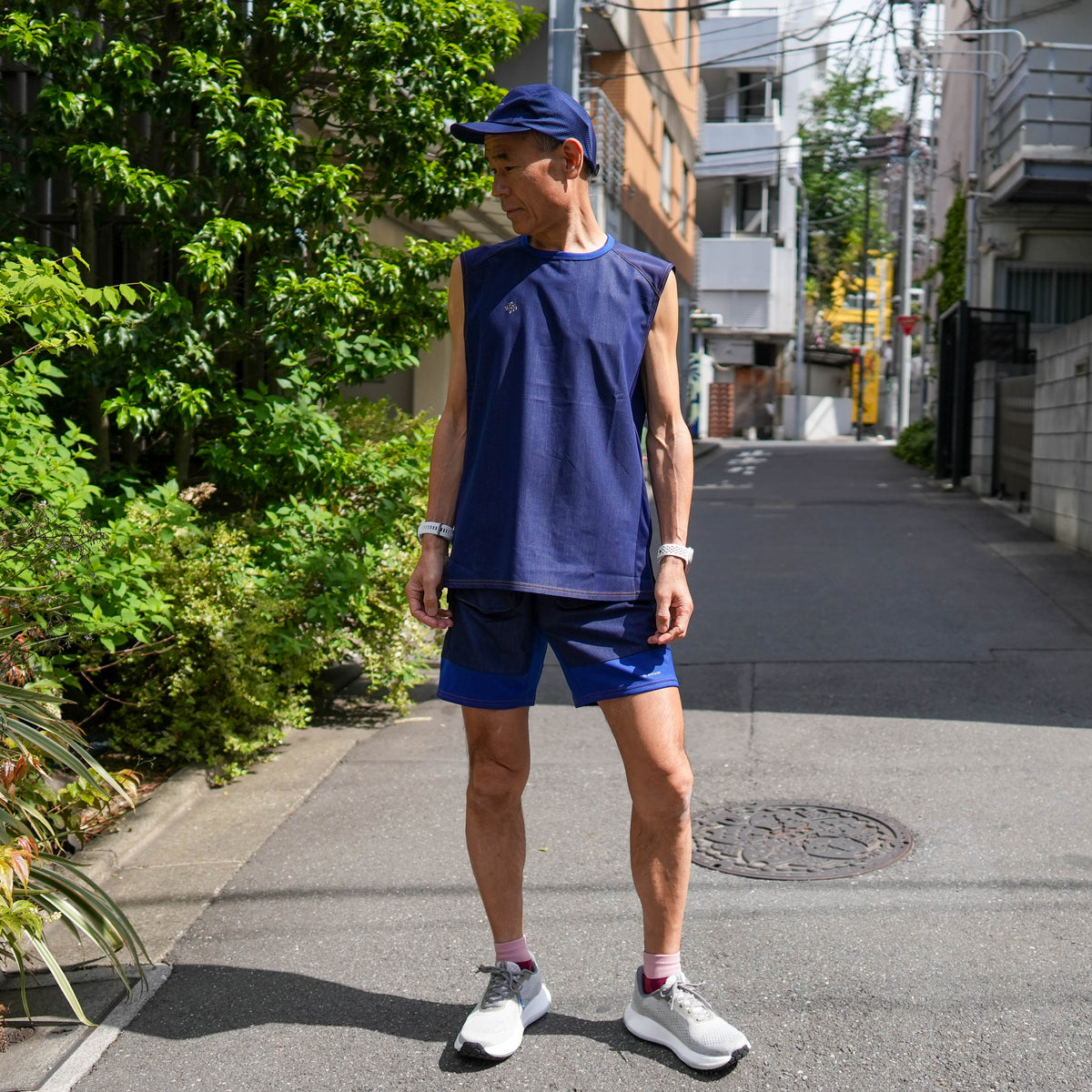 DENIM FRENCH SLEEVE TEE  INDIGO