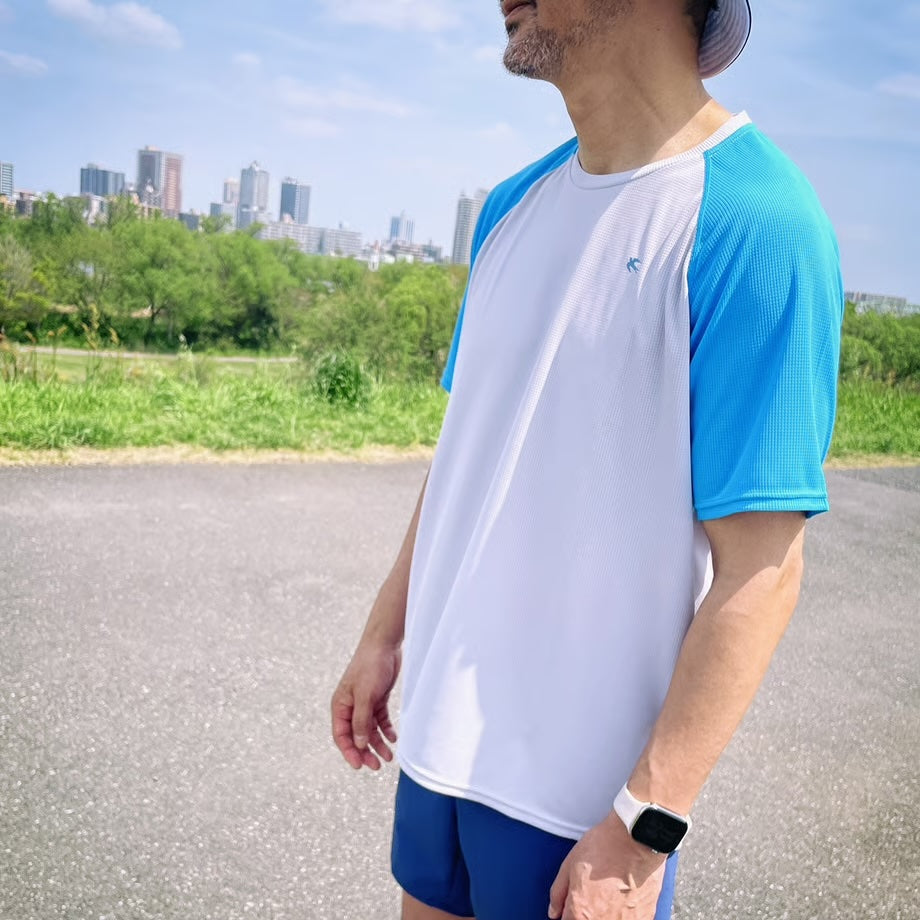 F&M AeroFlow Tee - LG×BL ライトグレー×ブルー