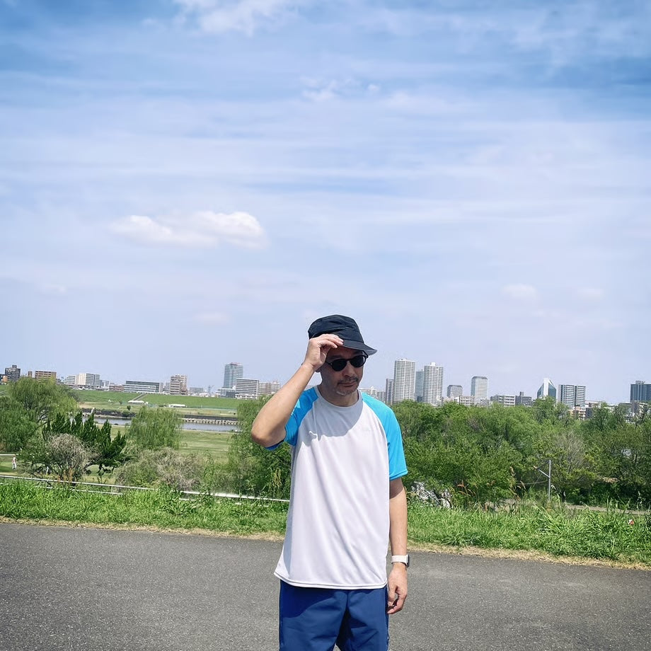 F&M AeroFlow Tee - LG×BL ライトグレー×ブルー