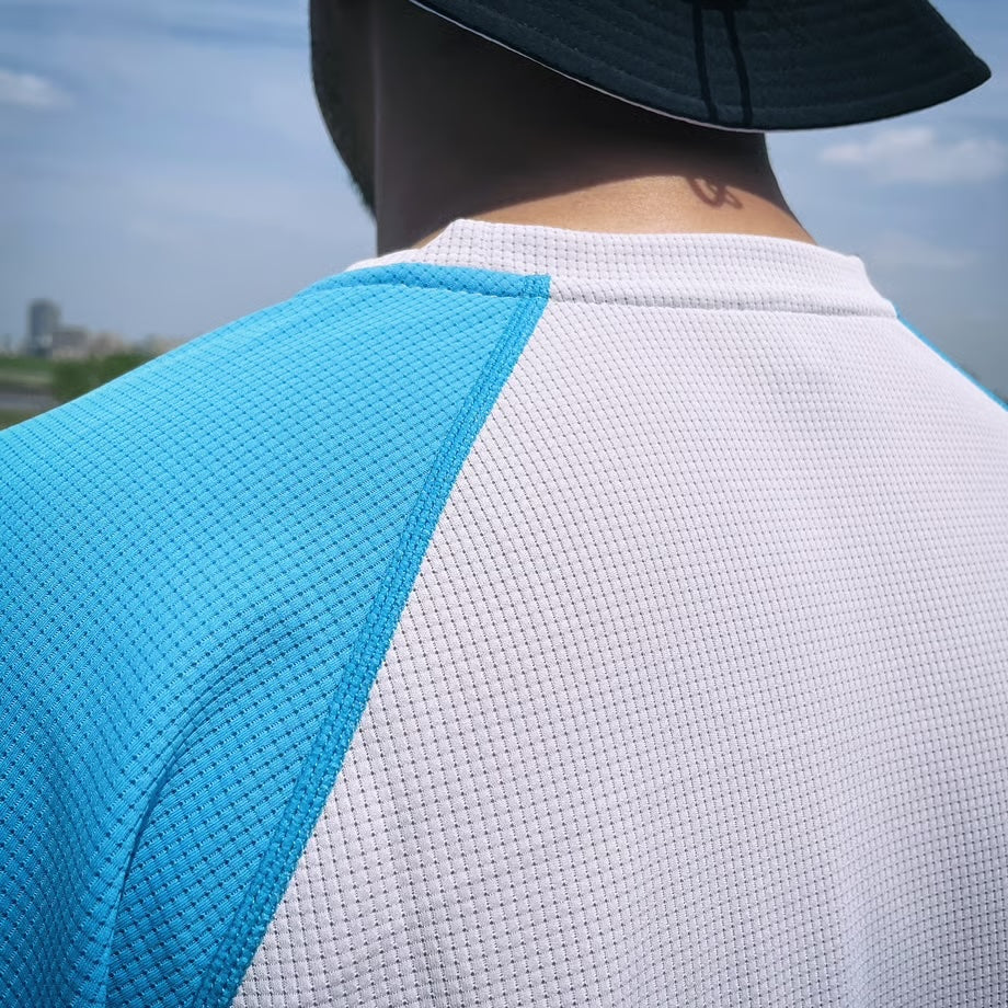 F&M AeroFlow Tee - LG×BL ライトグレー×ブルー