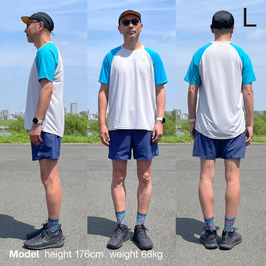 F&M AeroFlow Tee - LG×BL ライトグレー×ブルー