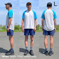 F&M AeroFlow Tee - LG×BL ライトグレー×ブルー