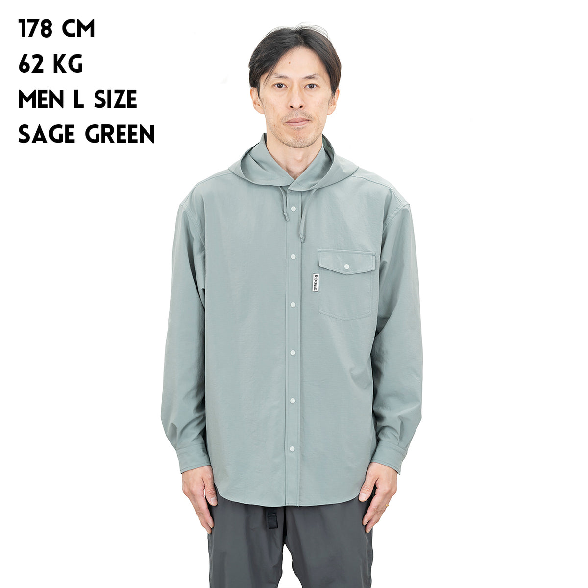 Hooded Long Sleeve Shirt Coast Grey