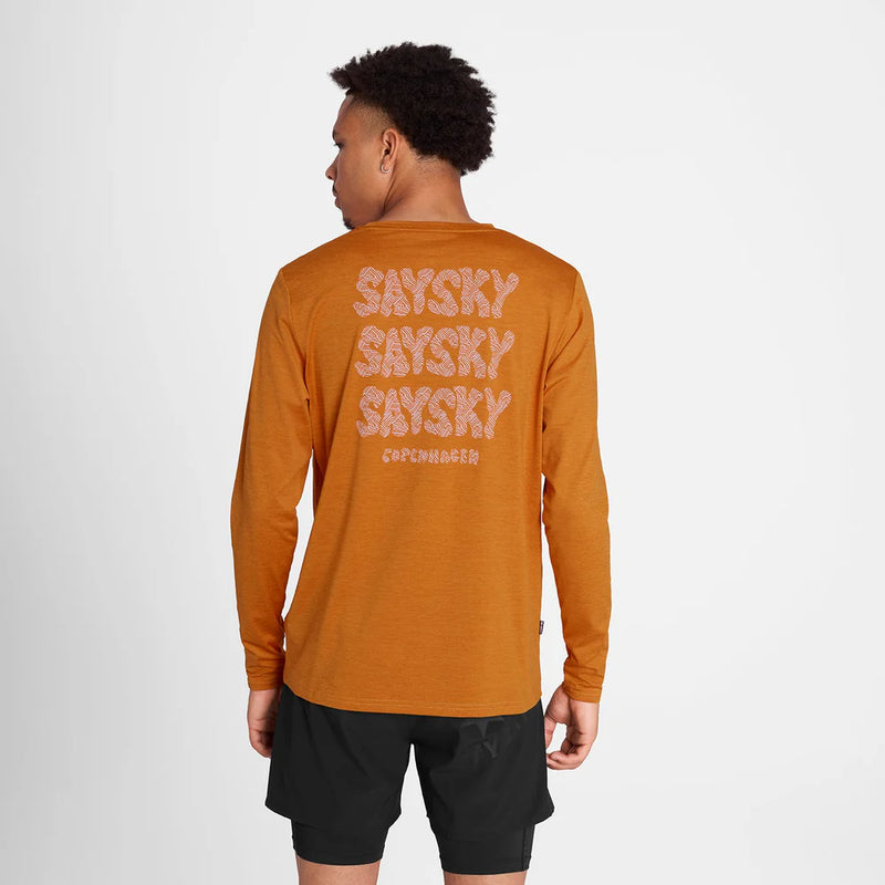 ランニングTシャツ（ロングスリーブ） Reflective Logo Pace Long Sleeve - Orange [メンズ]