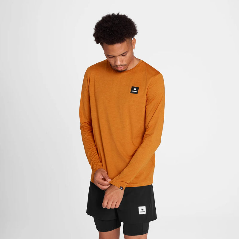 ランニングTシャツ（ロングスリーブ） Reflective Logo Pace Long Sleeve - Orange [メンズ]