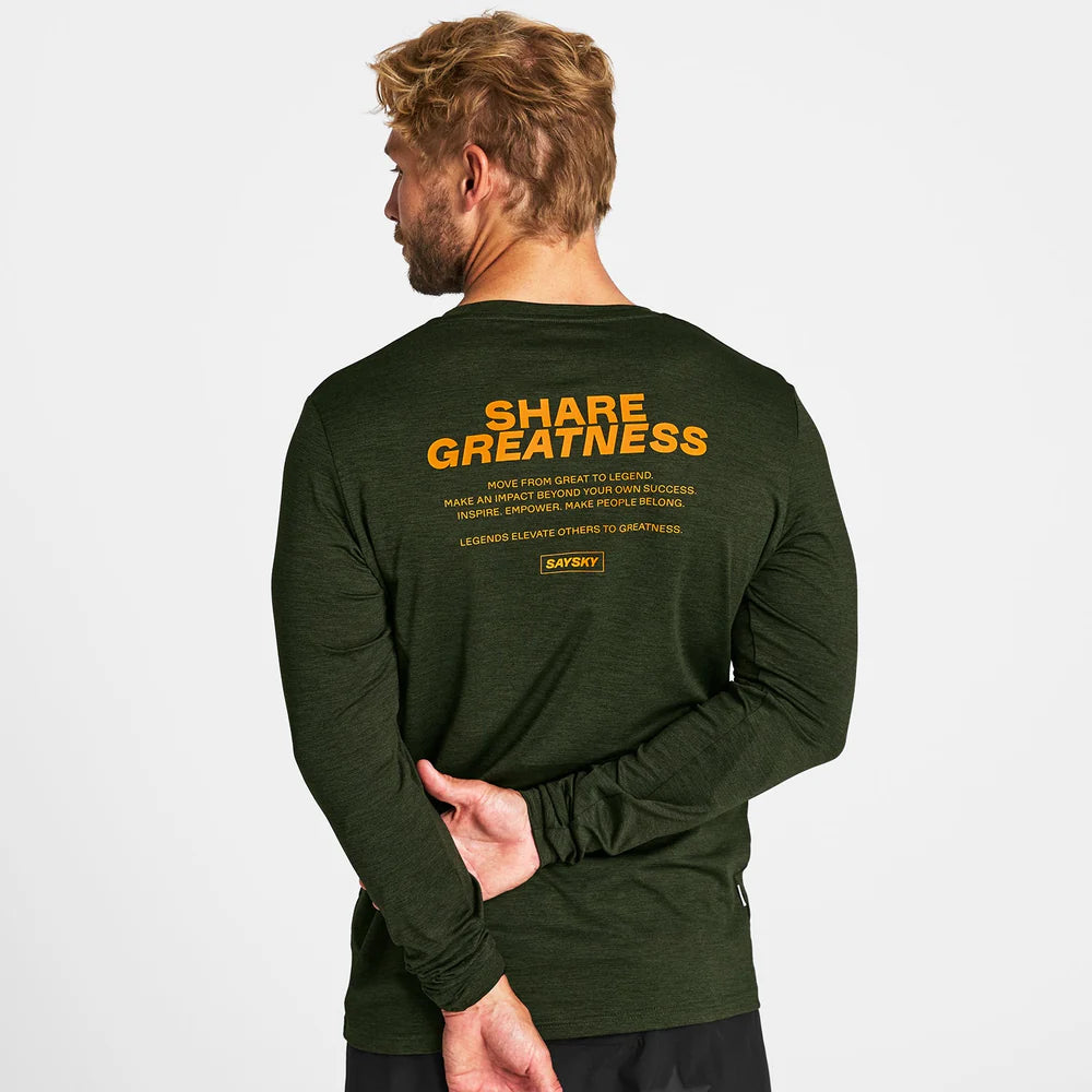 ランニングTシャツ（ロングスリーブ） STATEMENT PACE LONG SLEEVE - GREEN [メンズ]